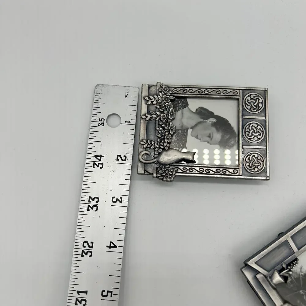 Vintage Cat Picture Frames Mini Silver Tone Royal Limited Wallet Size Set of 3